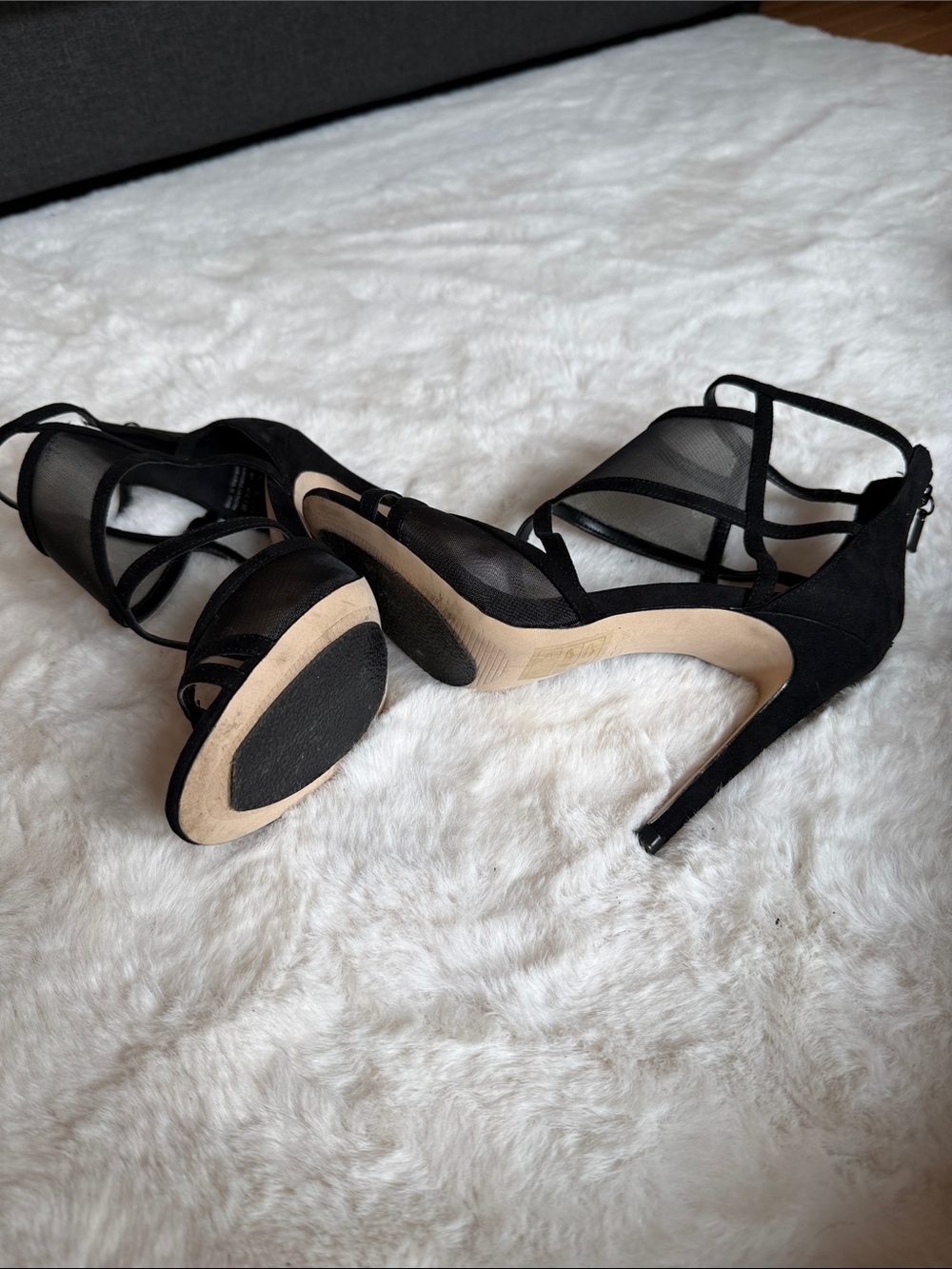 Aldo Black Strappy Mesh High Heels - Picture 6 of 6